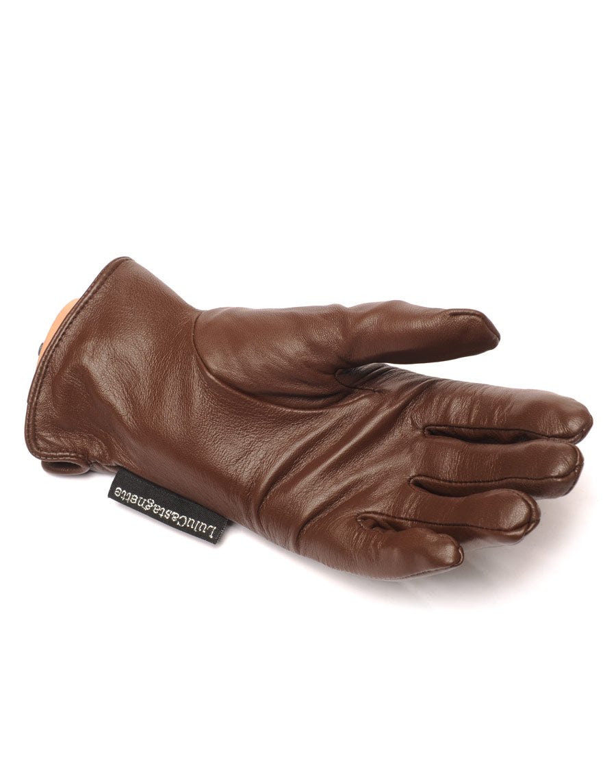 Gants en cuir chocolat LuluCastagnette 2 boutons déco