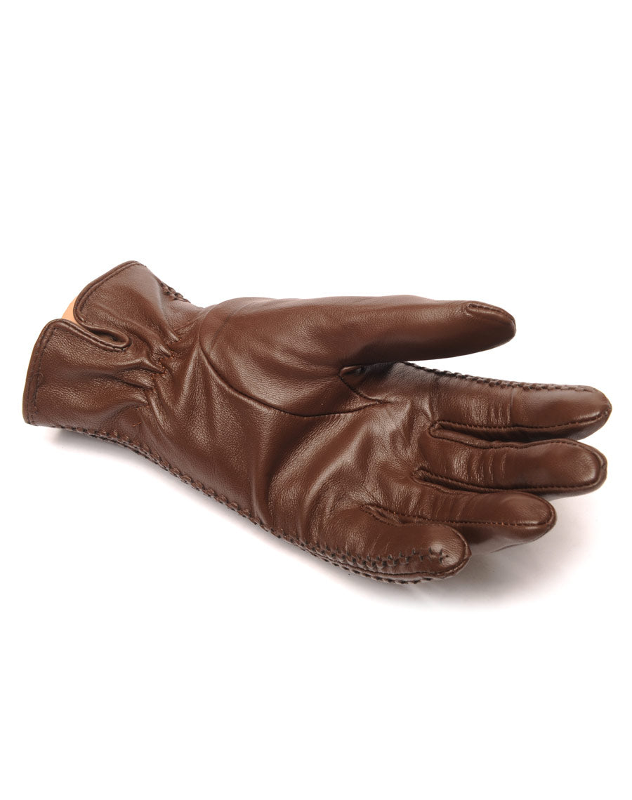 Gants en cuir chocolat LuluCastagnette brodé