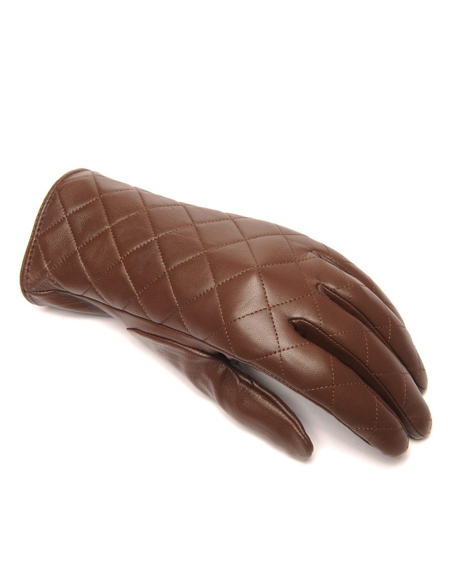 Gants en cuir chocolat LuluCastagnette matelassé 