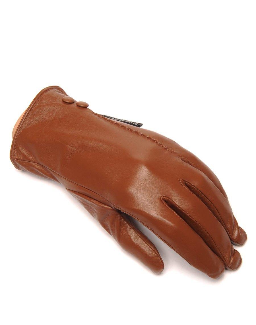 Gants en cuir taupe LuluCastagnette 2 boutons déco