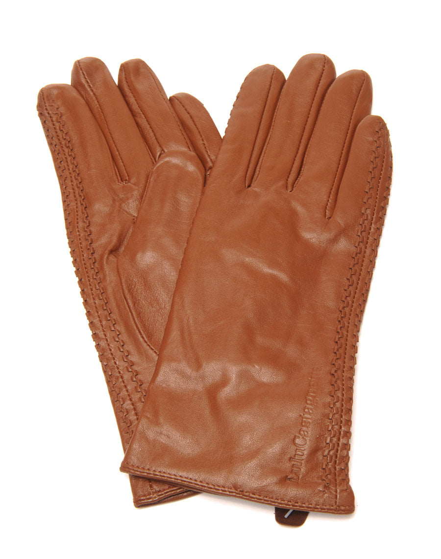 Gants en cuir taupe LuluCastagnette brodé