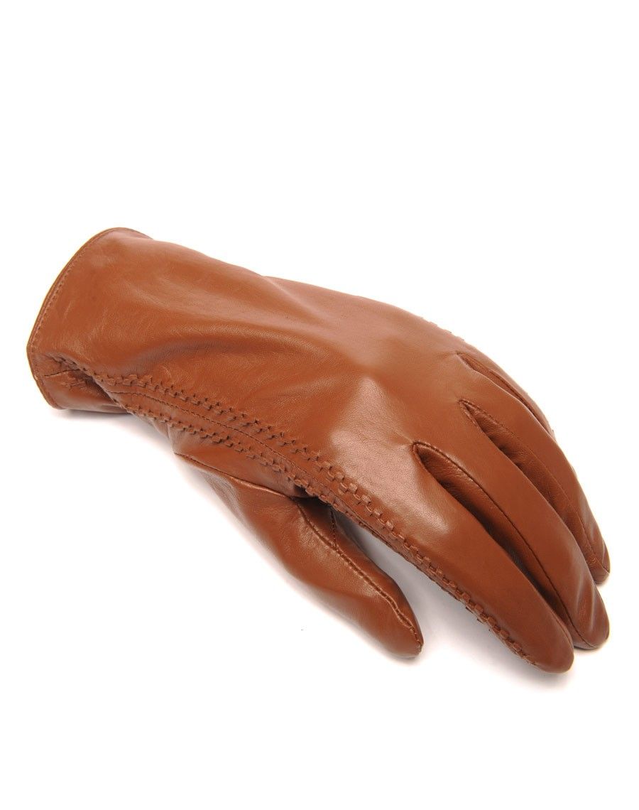 Gants en cuir taupe LuluCastagnette brodé