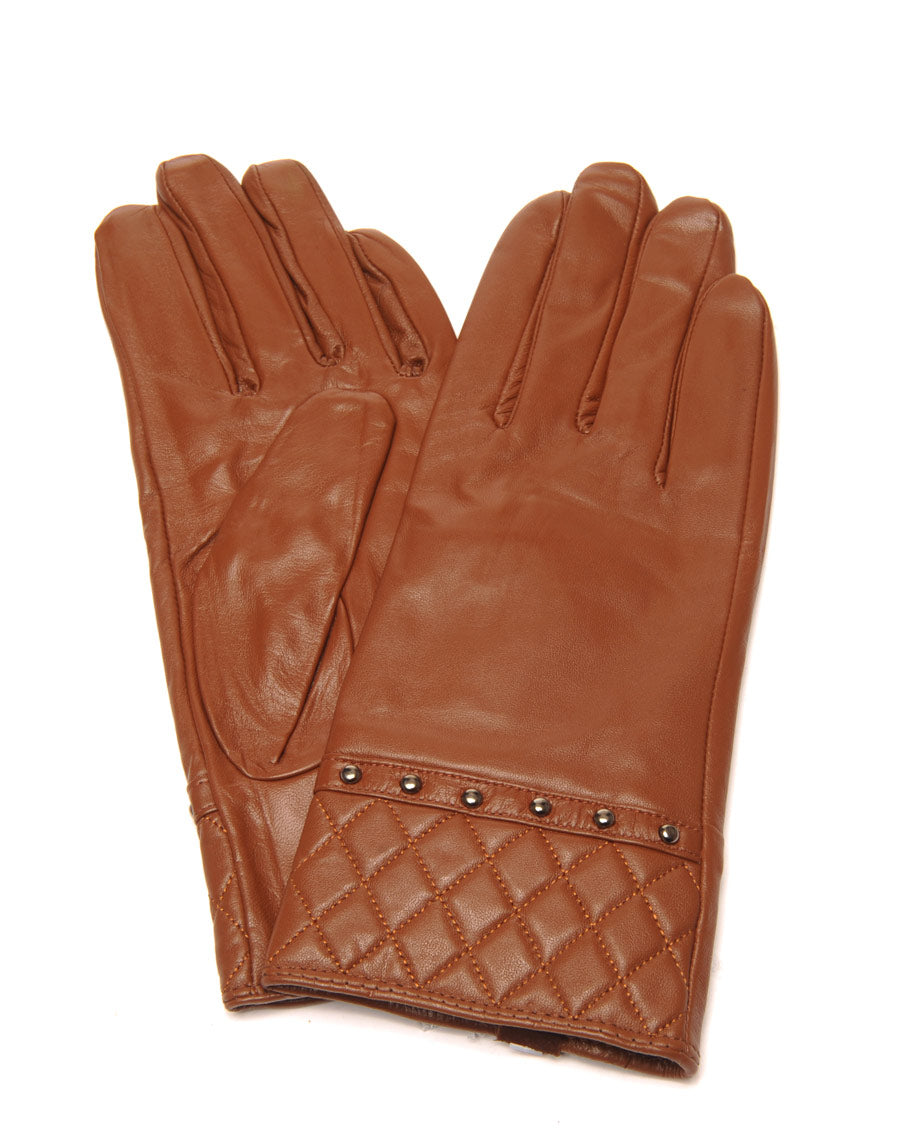 Gants en cuir taupe LuluCastagnette clouté