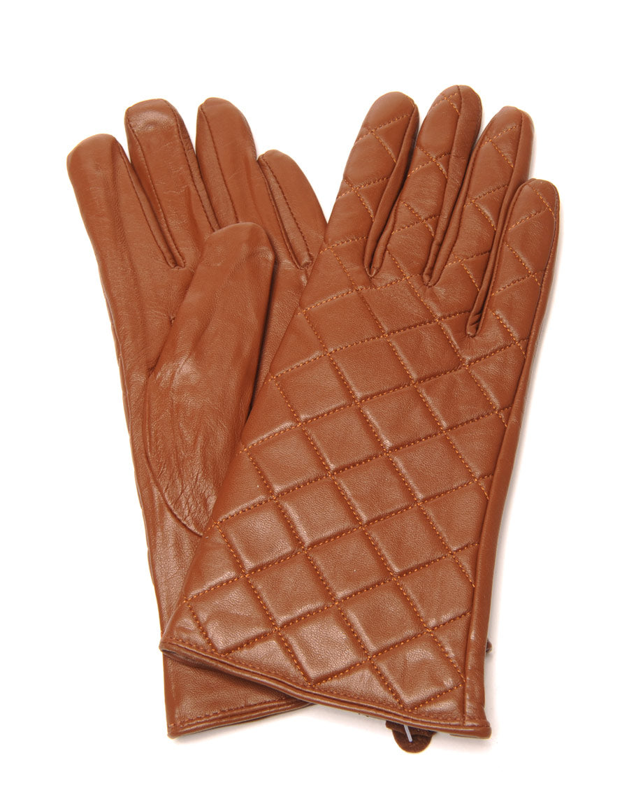 Gants en cuir taupe LuluCastagnette matelassé 