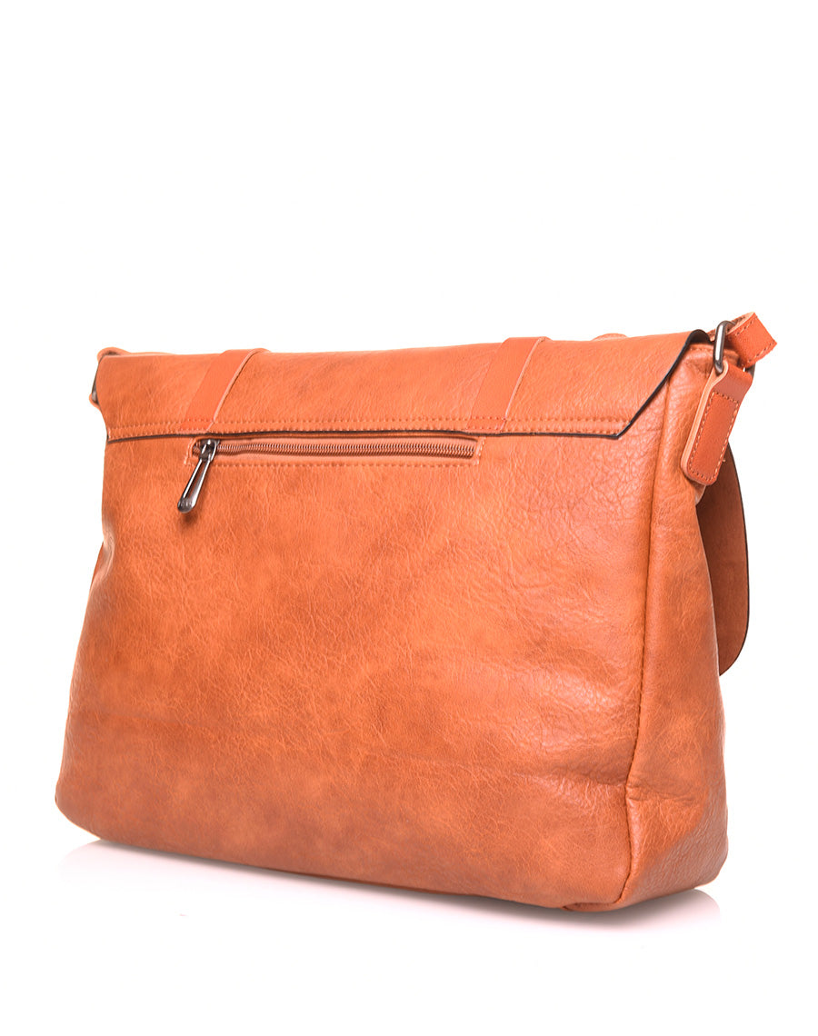 Grand sac bandoulière vintage camel