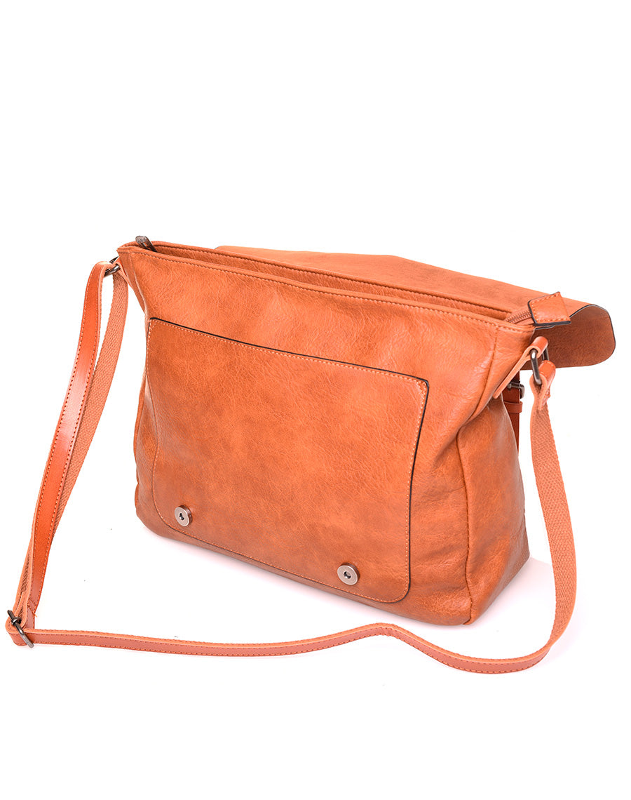 Grand sac bandoulière vintage camel