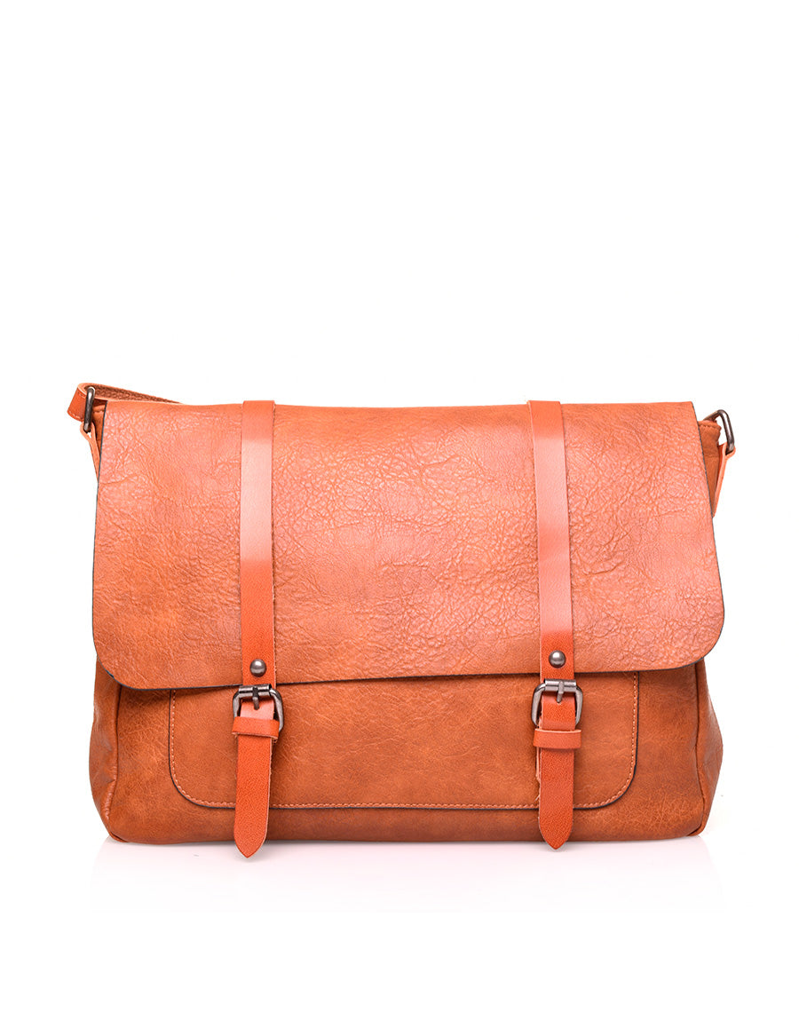 Grand sac bandoulière vintage camel