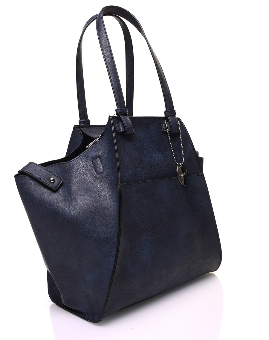 Grand sac bleu marine de forme triangulaire ajustable
