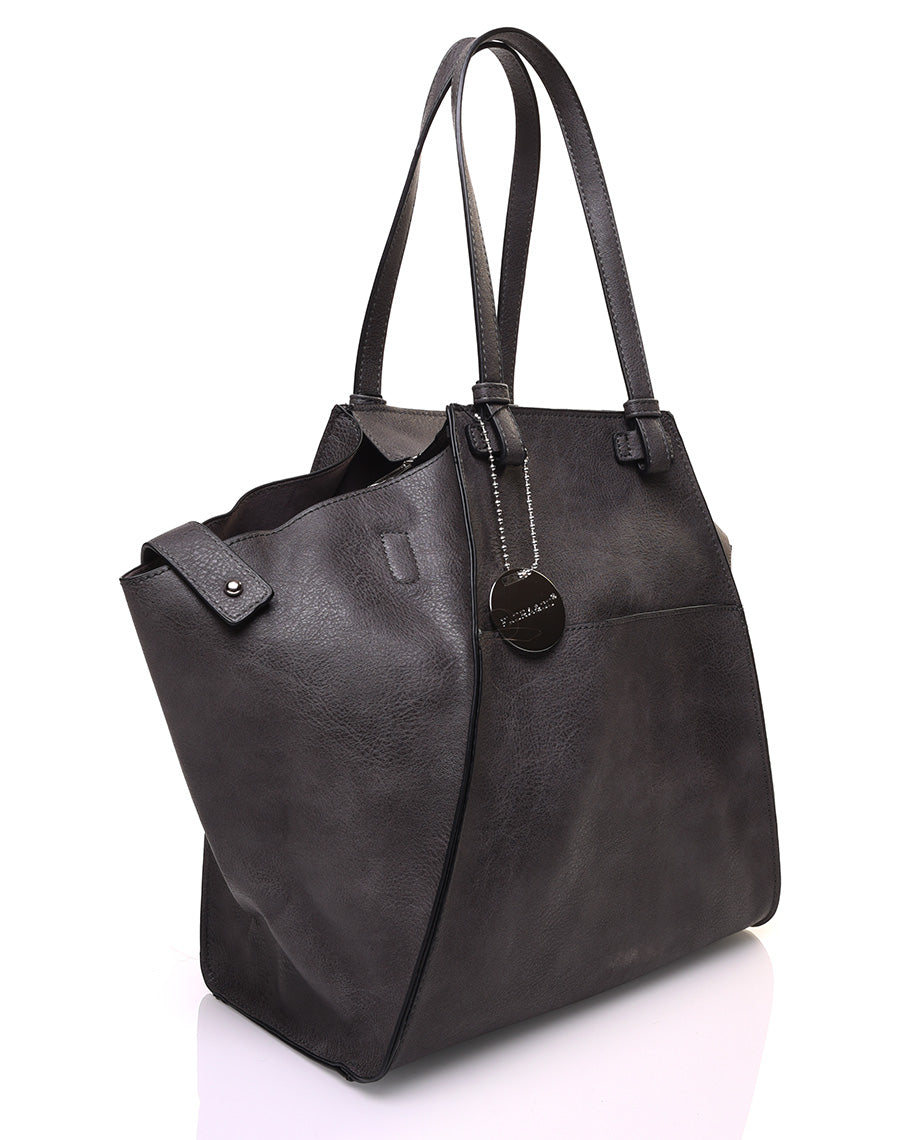 Grand sac gris de forme triangulaire ajustable