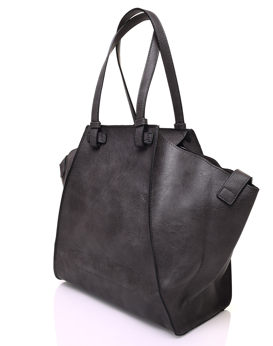 Grand sac gris de forme triangulaire ajustable