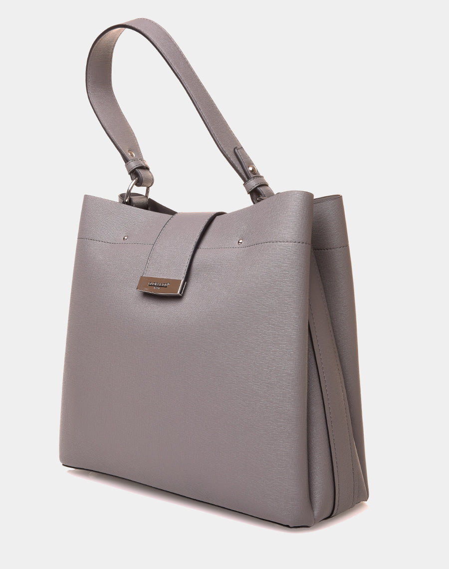 Grand sac à main gris à lanière aimante