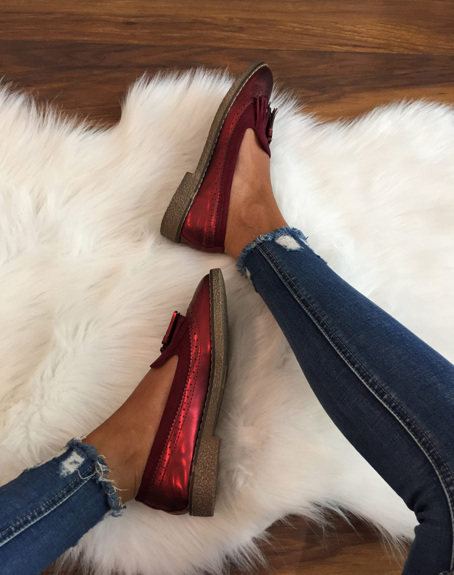 Mocassins ajourés bordeaux