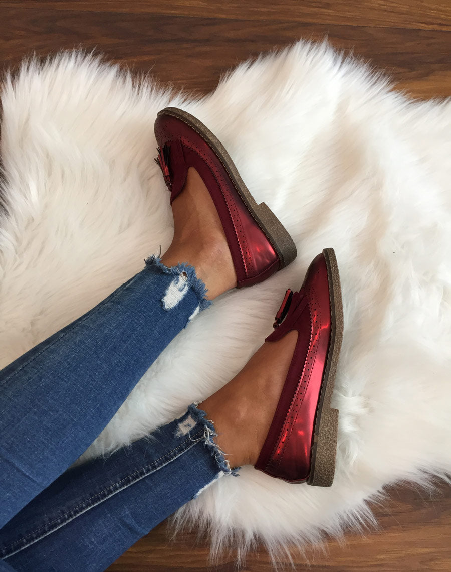 Mocassins ajourés bordeaux