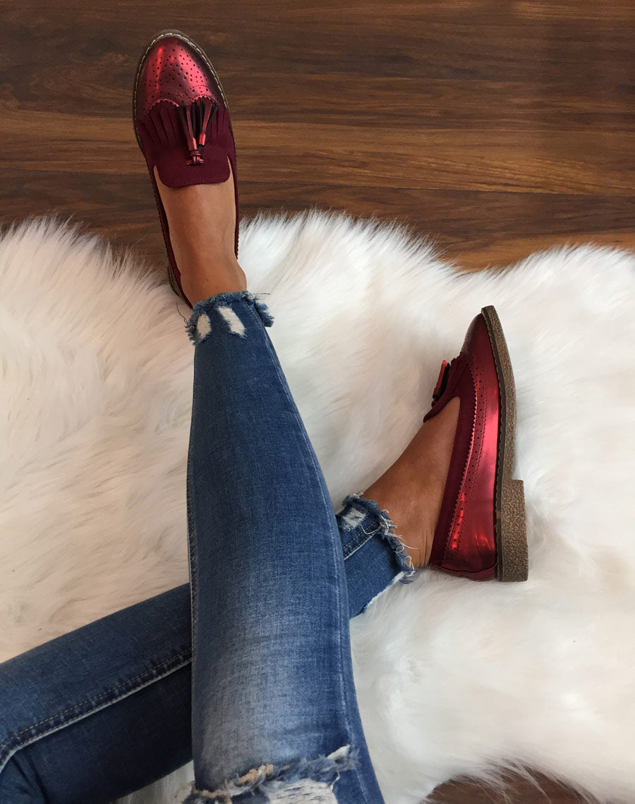 Mocassins ajourés bordeaux