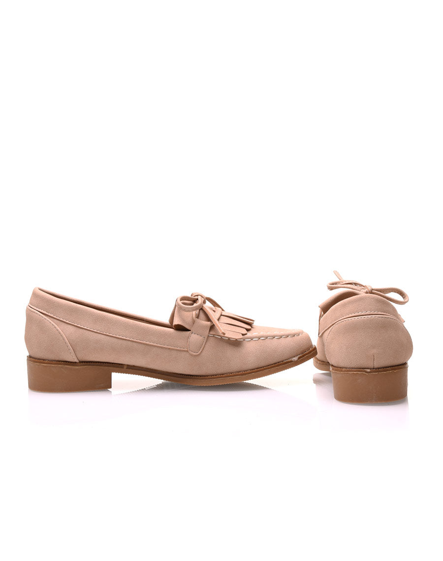 Mocassins beiges en suédine