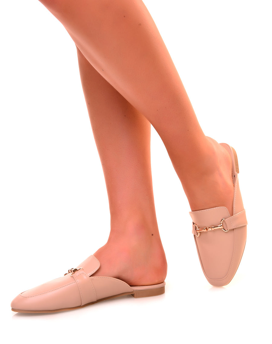 Mocassins en similicuirs beiges ouverts