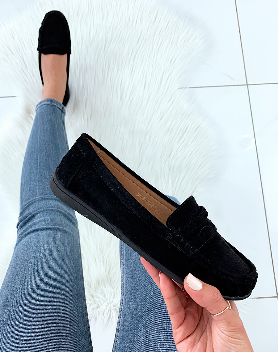 Mocassins noirs en suédine