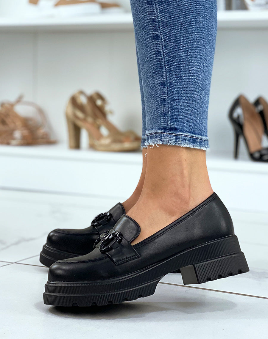 Mocassins noirs à grosse plateforme