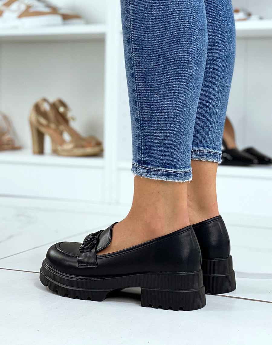 Mocassins noirs à grosse plateforme