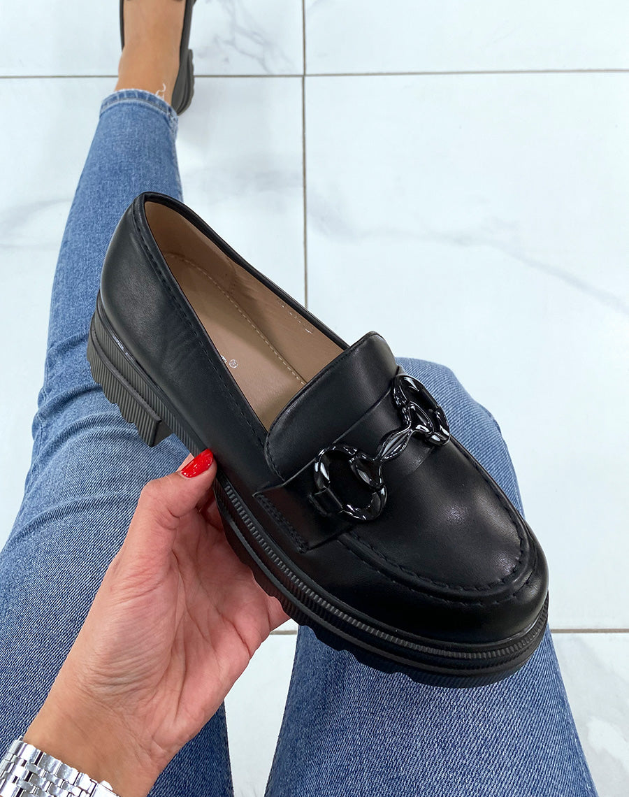 Mocassins noirs à grosse plateforme
