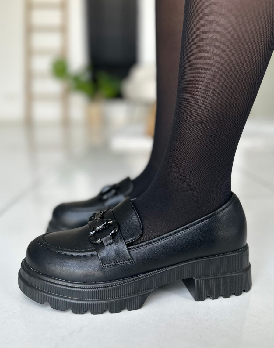 Mocassins noirs à grosse plateforme