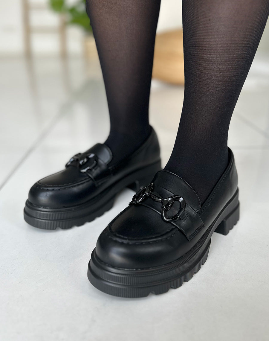 Mocassins noirs à grosse plateforme