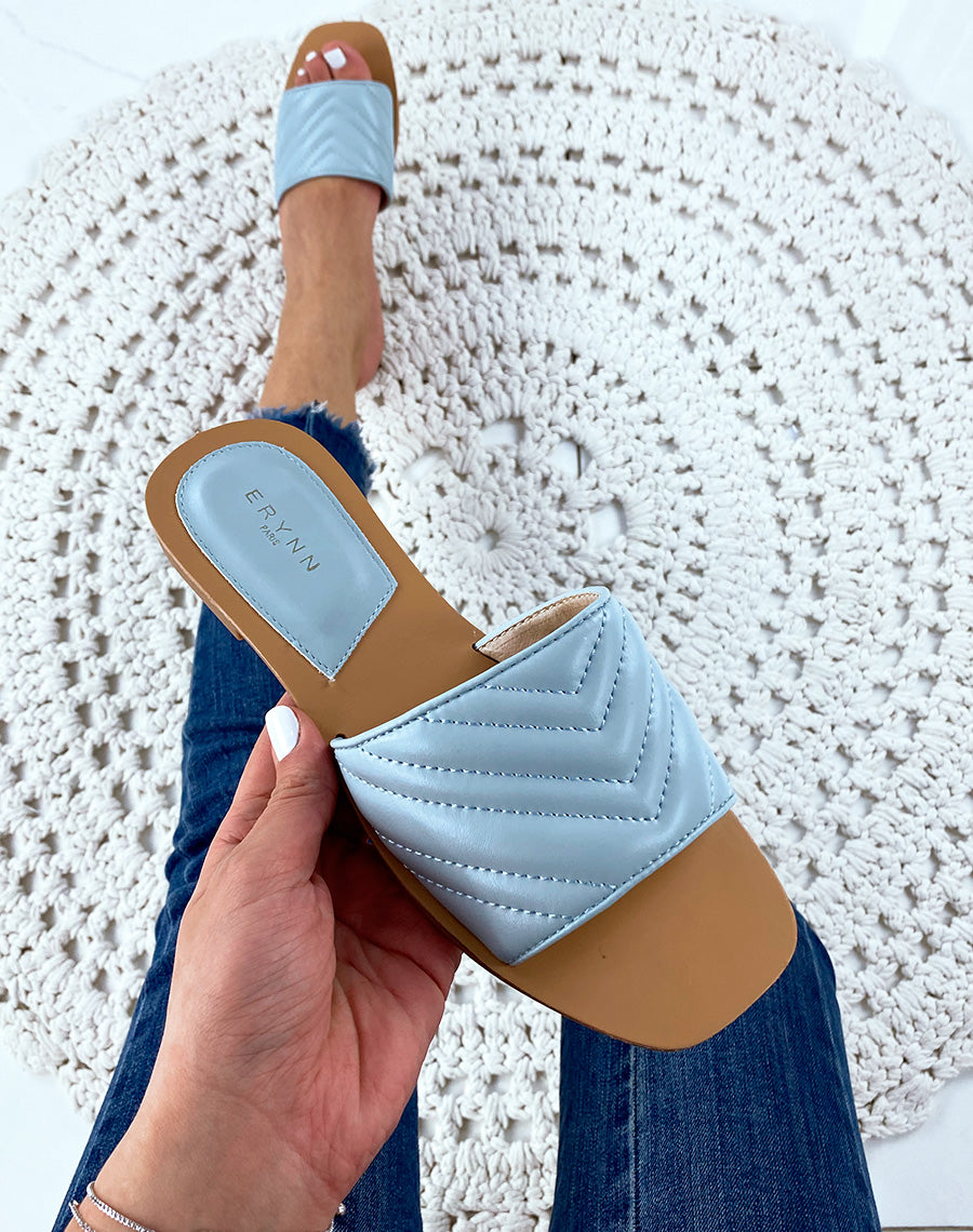 Mule en simili cuir bleu