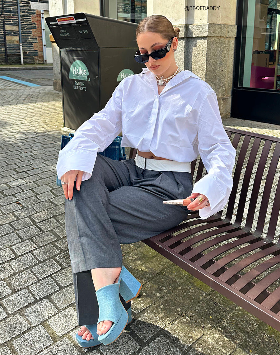 Mules en jean à gros talon et grosse plateforme