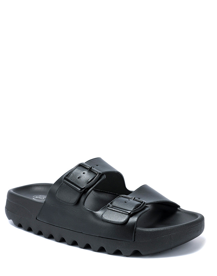 Mules noires à double bride avant ajustables