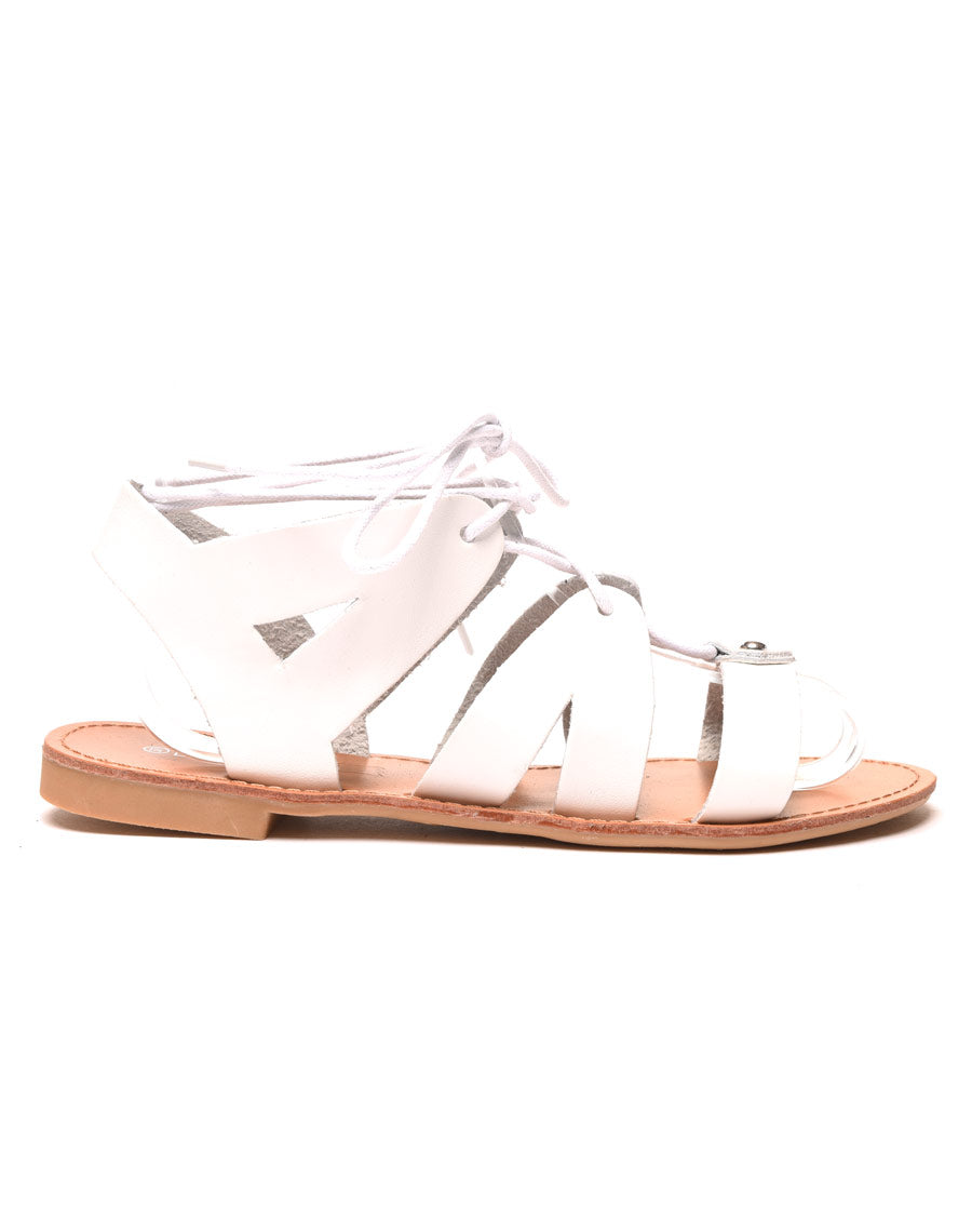 Nu-pieds blanc à lacet