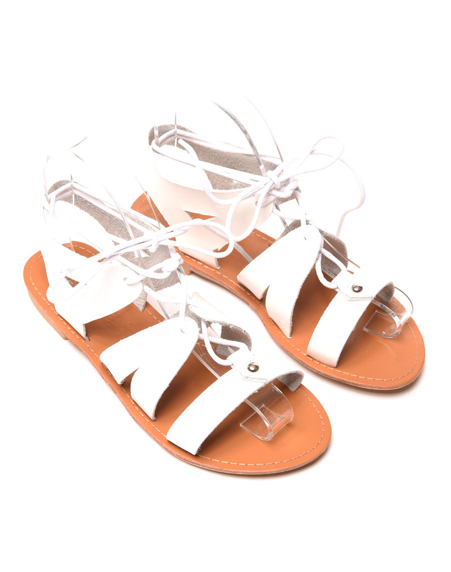 Nu-pieds blanc à lacet