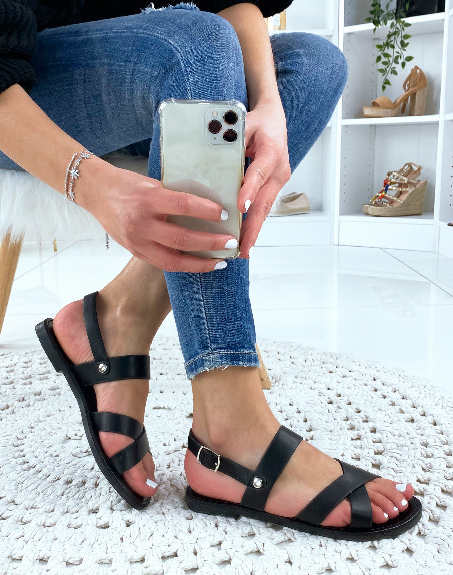 Nu-pieds à lanières épaisses noires