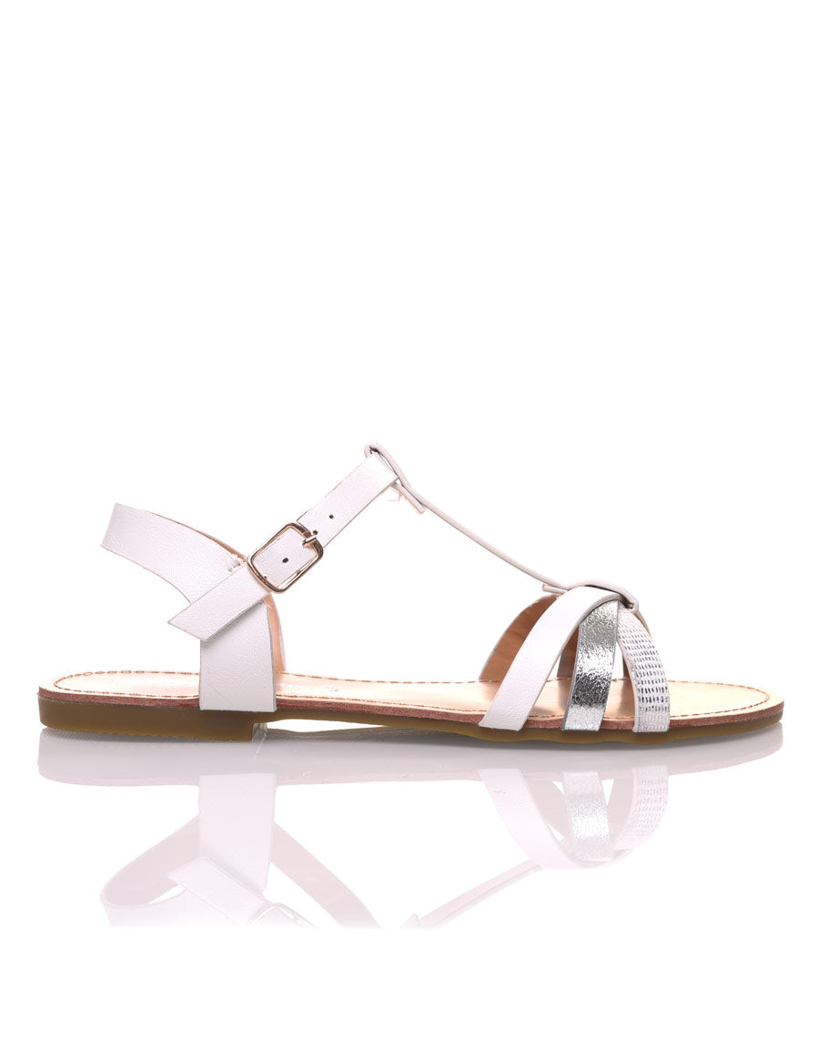 Nu-pieds multi brides accrochés blanches