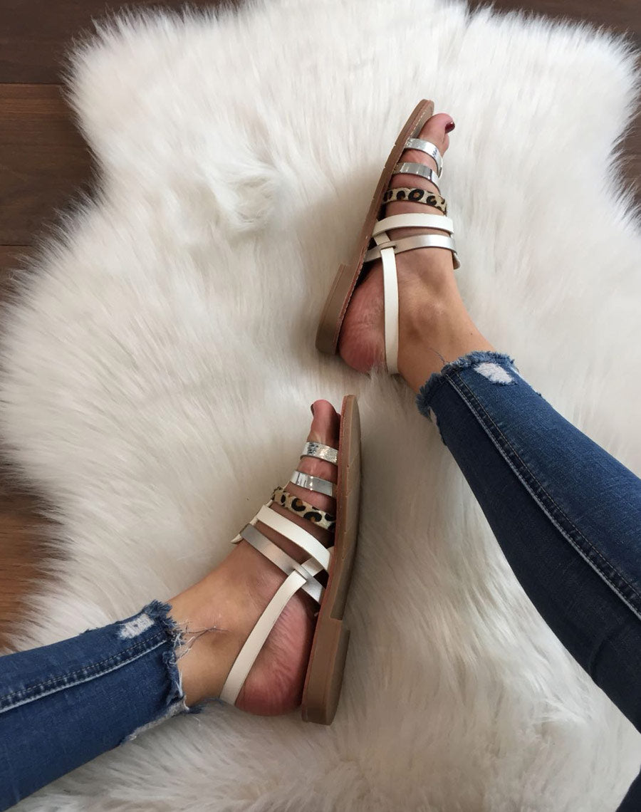 Nu-pieds multi-lanières blancs
