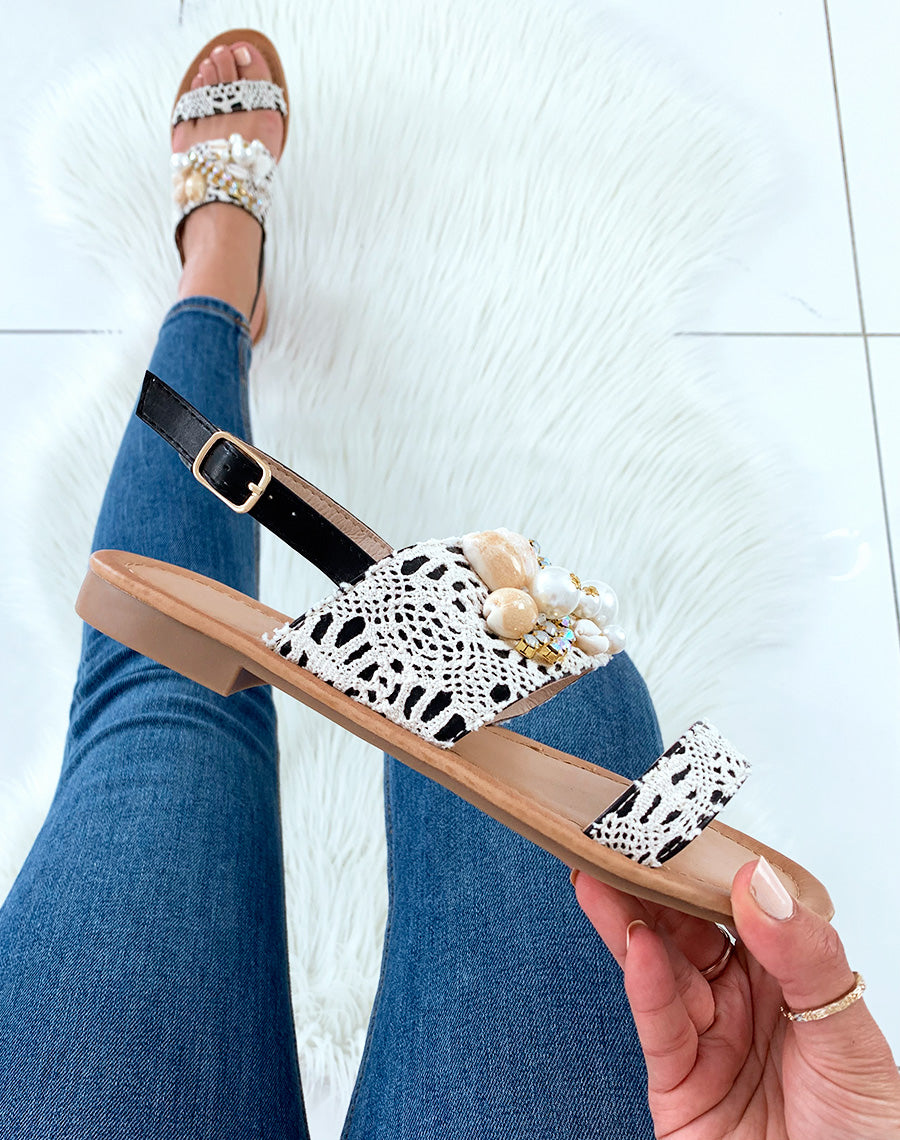 Nu-pieds noirs à doubles sangles