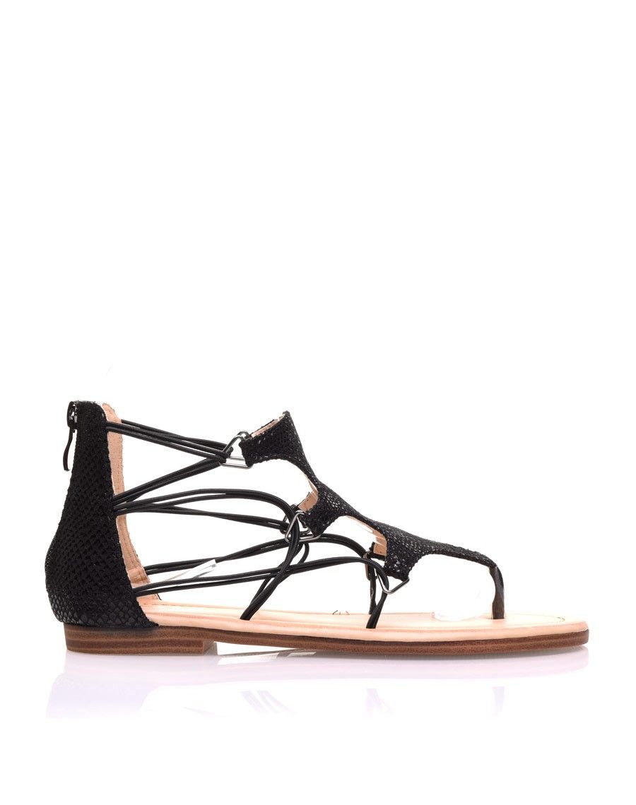 Nu-pieds noirs effets croco