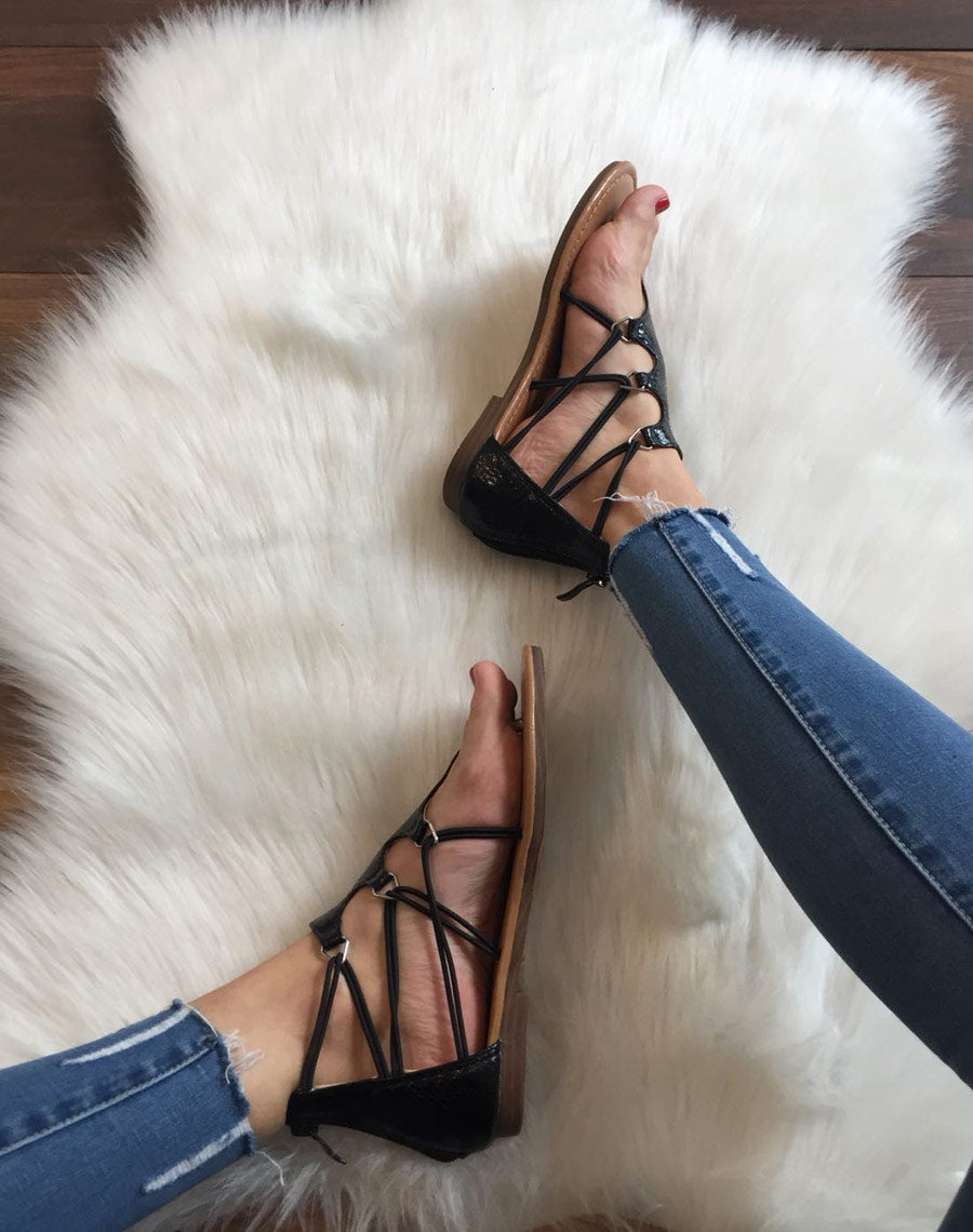 Nu-pieds noirs effets croco