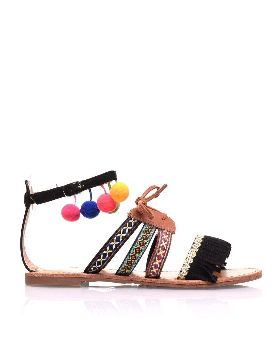 Nu-pieds noirs à multiples détails 