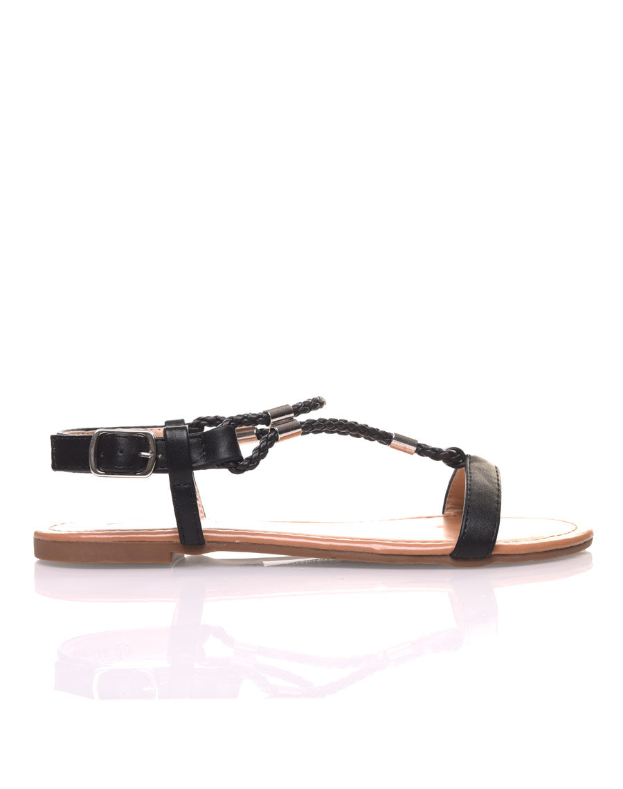 Nu-pieds noirs tressés  