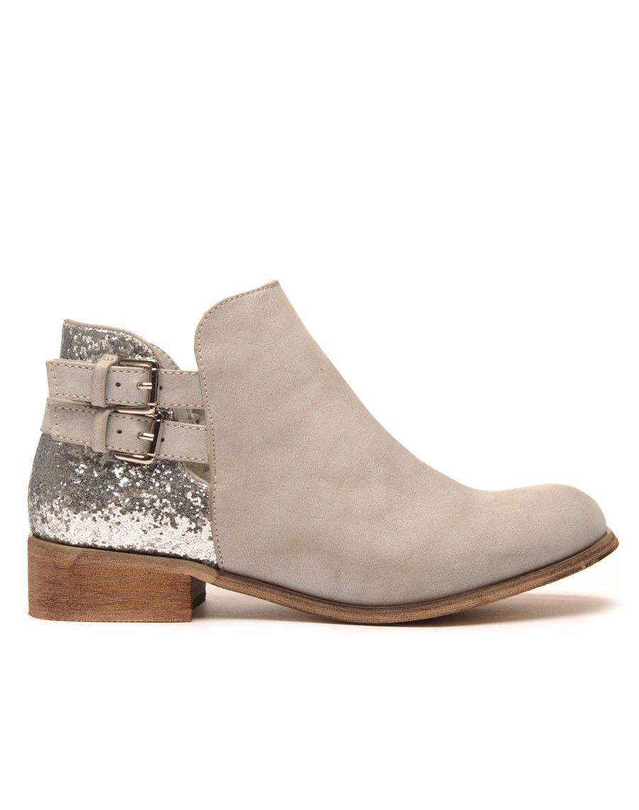 Original low boots gris pailleté 