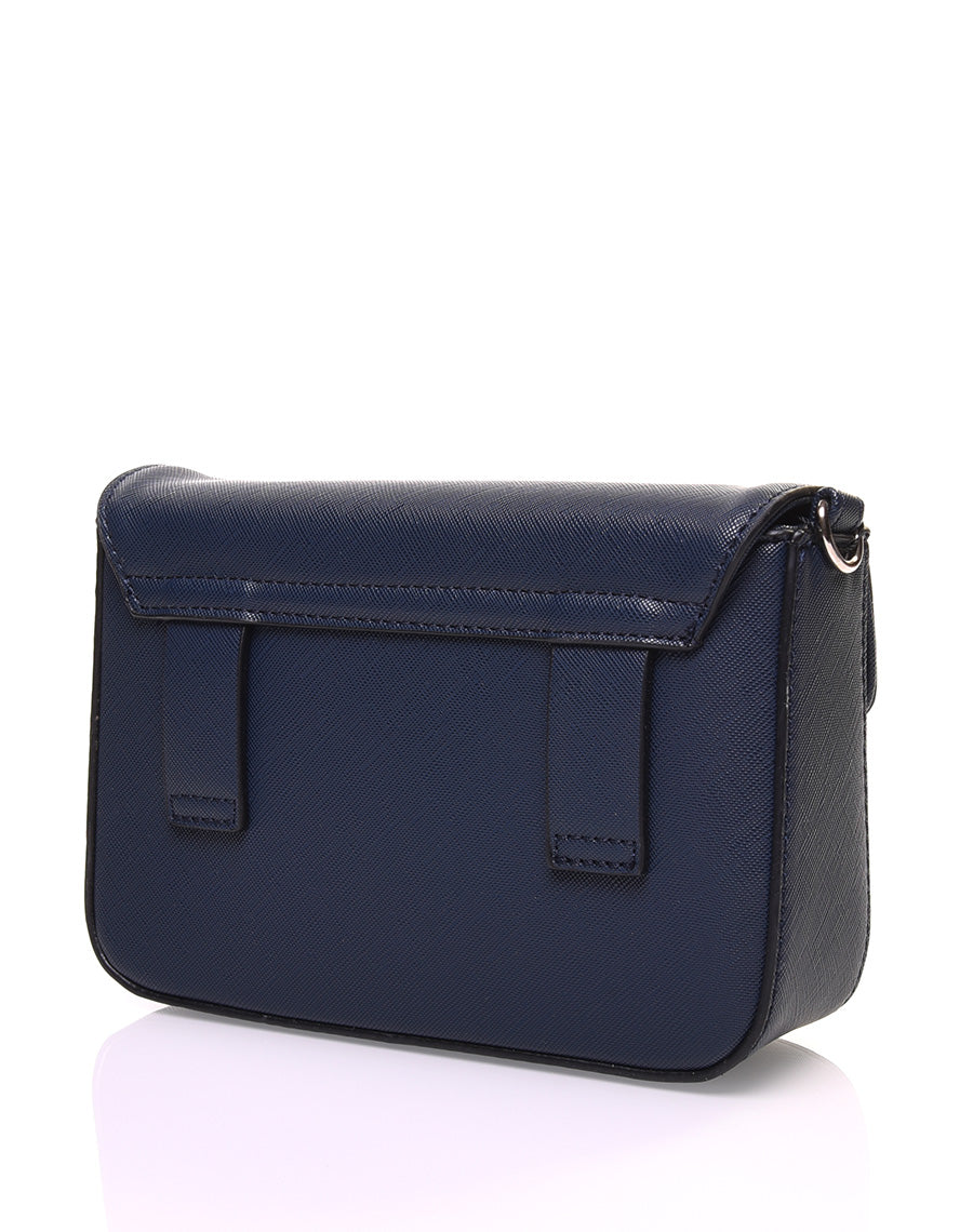 Petit sac 2 en 1 bandoulière et banane texturé bleu