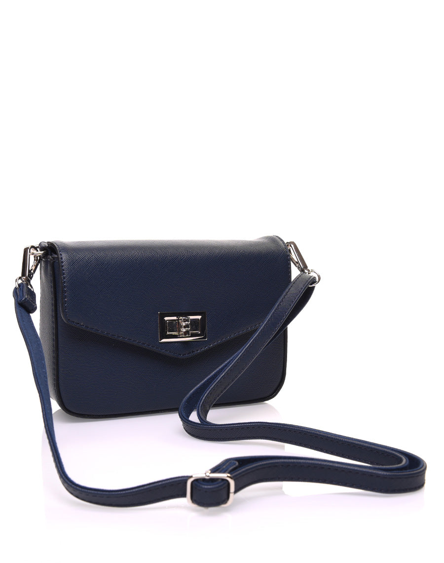 Petit sac 2 en 1 bandoulière et banane texturé bleu