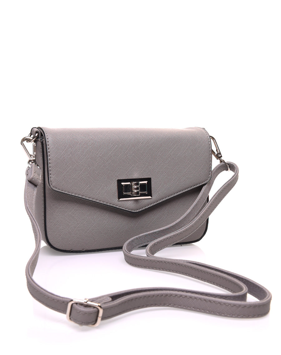 Petit sac 2 en 1 bandoulière et banane texturé gris souris