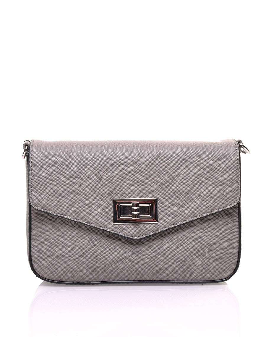 Petit sac 2 en 1 bandoulière et banane texturé gris souris