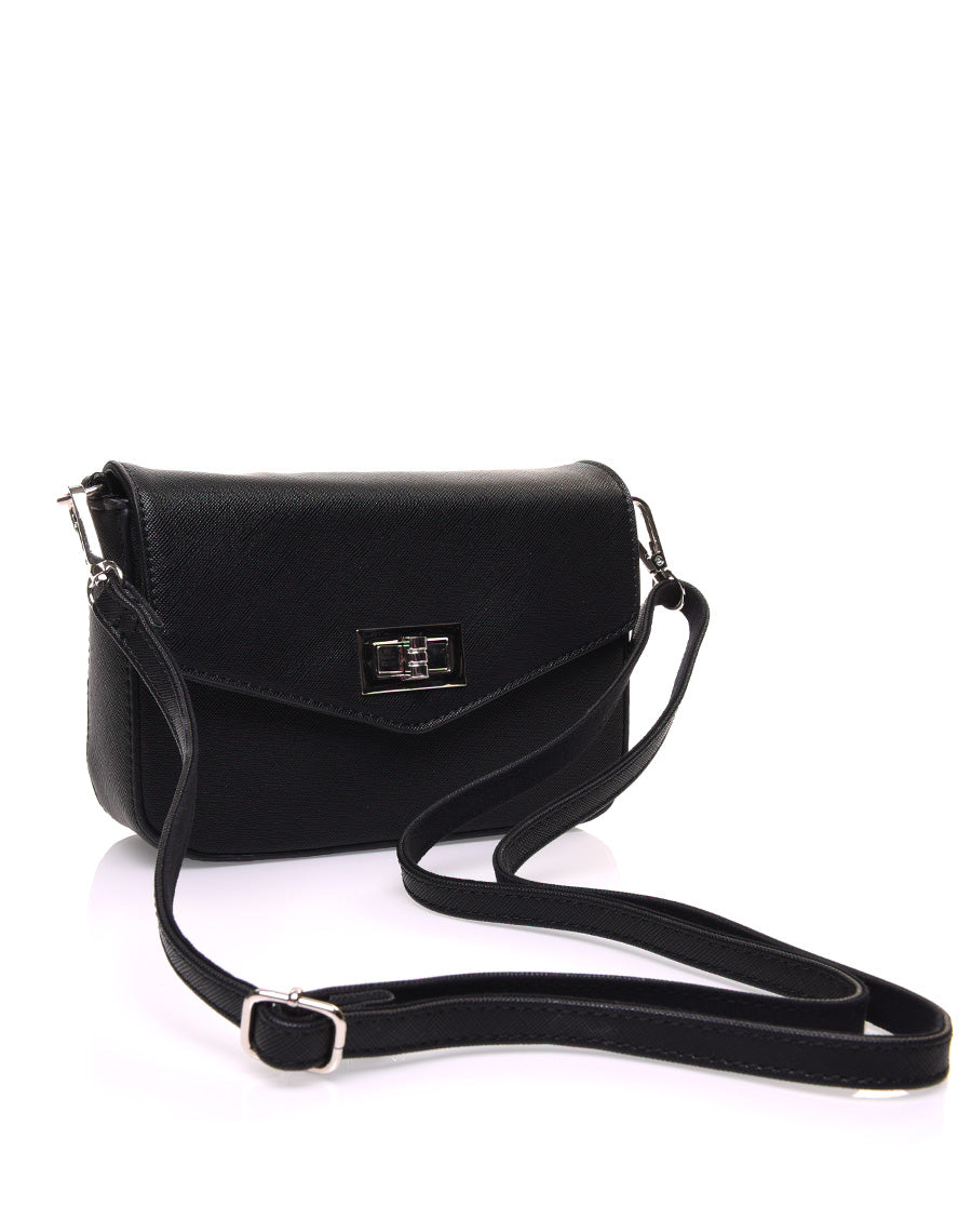 Petit sac 2 en 1 bandoulière et banane texturé noir