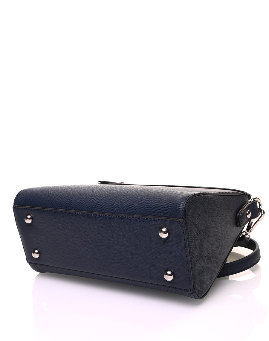 Petit sac bandoulière rectangulaire texturé bleu marine