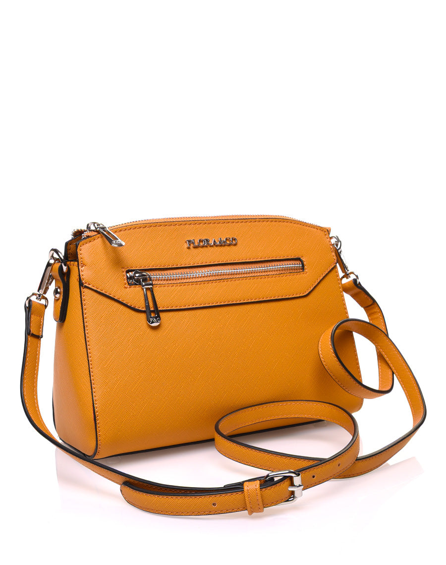 Petit sac bandoulière rectangulaire texturé moutarde