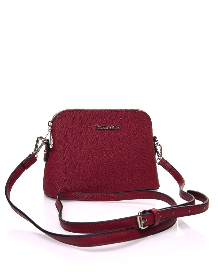 Petit sac bandoulière texturé bordeaux