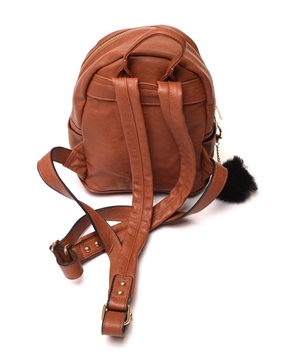 Petit sac à dos minimaliste camel/marron