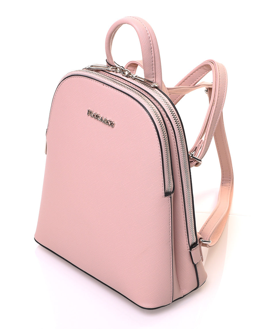 Petit sac à dos rose pale à bretelles fines